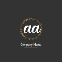 aa caligrafia inicial e design de logotipo de assinatura com círculo. logotipo manuscrito de design bonito para moda, equipe, casamento, logotipo de luxo. vetor