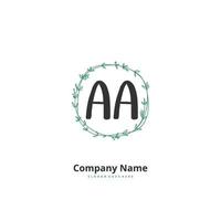 aa caligrafia inicial e design de logotipo de assinatura com círculo. logotipo manuscrito de design bonito para moda, equipe, casamento, logotipo de luxo. vetor