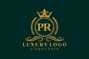 modelo de logotipo de luxo real de carta pr inicial em arte vetorial para restaurante, realeza, boutique, café, hotel, heráldica, joias, moda e outras ilustrações vetoriais. vetor