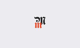 letras do alfabeto iniciais monograma logotipo mn, nm, m e n vetor