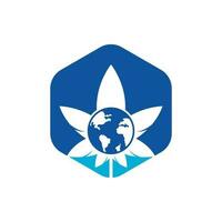 ícone do logotipo de vetor de cannabis do mundo. modelo de design de logotipo mundial de cannabis para empresa de maconha.