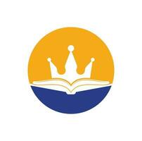 design de modelo de logotipo de vetor de livro rei. livro de vetor e conceito de logotipo da coroa.