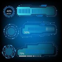 contorno de carregamento de hud futurista de tecnologia de vetor de moldura quadrada azul e círculo, design de forma geométrica moderna.