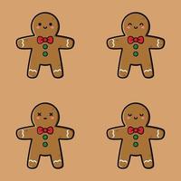 ilustração vetorial de emoji fofo de biscoito de gengibre vetor