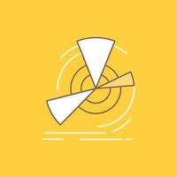 dados. diagrama. atuação. ponto. ícone cheio de linha plana de referência. botão de logotipo bonito sobre fundo amarelo para ui e ux. site ou aplicativo móvel vetor