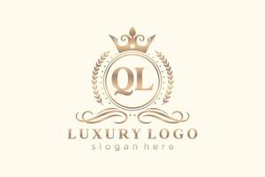 modelo de logotipo de luxo real de letra ql inicial em arte vetorial para restaurante, realeza, boutique, café, hotel, heráldica, joias, moda e outras ilustrações vetoriais. vetor