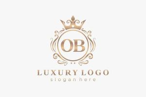 modelo de logotipo de luxo real de carta ob inicial em arte vetorial para restaurante, realeza, boutique, café, hotel, heráldica, joias, moda e outras ilustrações vetoriais. vetor
