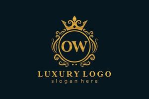 modelo de logotipo de luxo real carta inicial ow em arte vetorial para restaurante, realeza, boutique, café, hotel, heráldica, joias, moda e outras ilustrações vetoriais. vetor