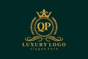 modelo de logotipo de luxo real de carta qp inicial em arte vetorial para restaurante, realeza, boutique, café, hotel, heráldica, joias, moda e outras ilustrações vetoriais. vetor