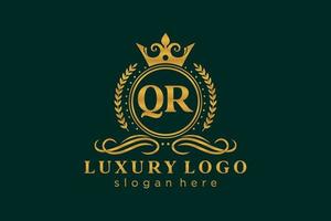 modelo de logotipo de luxo real de letra qr inicial em arte vetorial para restaurante, realeza, boutique, café, hotel, heráldica, joias, moda e outras ilustrações vetoriais. vetor