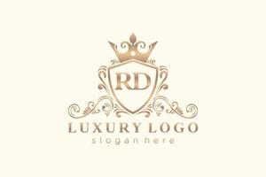 modelo de logotipo de luxo real de letra inicial rd em arte vetorial para restaurante, realeza, boutique, café, hotel, heráldica, joias, moda e outras ilustrações vetoriais. vetor