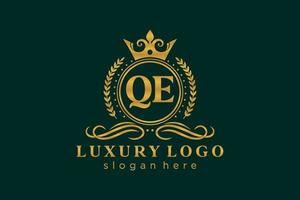 modelo de logotipo de luxo real de letra qe inicial em arte vetorial para restaurante, realeza, boutique, café, hotel, heráldica, joias, moda e outras ilustrações vetoriais. vetor