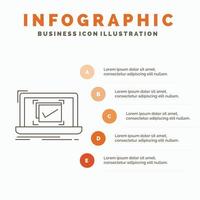 sistema, monitoramento, lista de verificação, modelo de infográficos bom, ok para site e apresentação. ícone de linha cinza com ilustração vetorial de estilo infográfico laranja vetor