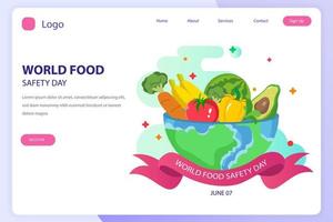 modelo de vetor plano do site da página de destino do dia mundial da segurança alimentar