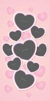 maquete de moldura de coração em um fundo rosa pastel vetor
