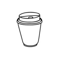 doodle xícara de café de papel dos desenhos animados sobre fundo branco. vetor