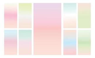 conjunto de fundo gradiente pastel multicolorido. modelo de plano de fundo gradiente pastel suave. gradiente de tela moderna para web vetor
