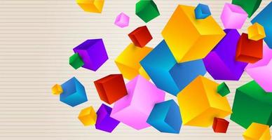 3D abstrato com cubos dinâmicos. fundo abstrato gradiente, respingo de cubos geométricos. vetor