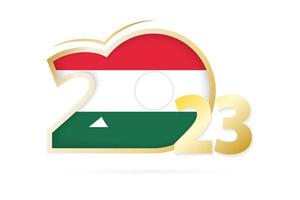 ano 2023 com padrão de bandeira da Hungria. vetor