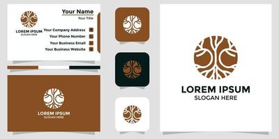 logotipo de design de madeira e cartão de marca vetor