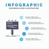 de Anúncios. propaganda. publicidade. Painel publicitário. modelo de infográficos promocionais para site e apresentação. ícone de glifo cinza com ilustração em vetor estilo infográfico azul.