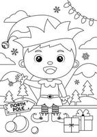 desenhos para colorir com duende de natal vetor