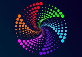 círculo abstrato usa pontos para formar círculos de vários tamanhos, espiralando repetidamente, coloridos vetor