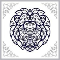 artes de mandala de cabeça de leão isoladas no fundo branco vetor