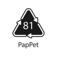 cartão de papel. reciclando códigos 81 pappet. sinal de materiais compostos. ilustração vetorial vetor