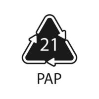 papel recicl símbolo pap 21 outro papel misto. ilustração vetorial vetor