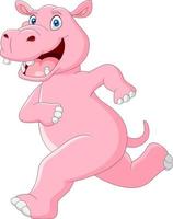 hipopótamo engraçado dos desenhos animados está correndo vetor