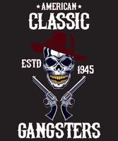 design de t-shirt de gangsters clássicos americanos. vetor