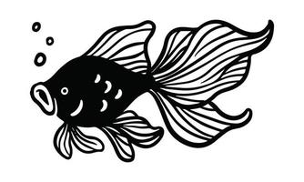 mão de ilustração de peixe desenhada para elemento de design. vetor