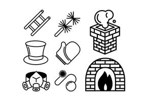 Conjunto de ícones de carvão de chaminé e aquecimento vetor