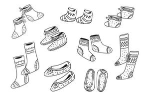 conjunto de meias quentes desenhadas à mão doodle vetorial vetor