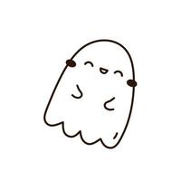 fantasma bonito e engraçado isolado no fundo branco. ilustração vetorial desenhada à mão em estilo doodle. personagem kawaii. perfeito para cartões, decorações, logotipo e designs de halloween. vetor