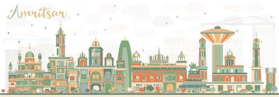 horizonte abstrato de amritsar com edifícios de cor. vetor