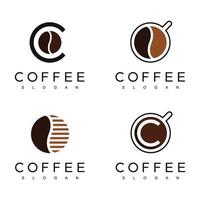 modelo de design de logotipo de café com estilo de conceito vintage. usando o ícone de feijão e caneca de café para café e negócios de café vetor