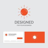 modelo de logotipo de negócios para sol, espaço, planeta, astronomia, clima. cartões de visita laranja com modelo de logotipo da marca. vetor