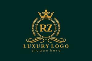 modelo de logotipo de luxo real de letra rz inicial em arte vetorial para restaurante, realeza, boutique, café, hotel, heráldica, joias, moda e outras ilustrações vetoriais. vetor