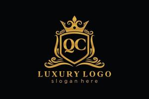 modelo de logotipo de luxo real de carta qc inicial em arte vetorial para restaurante, realeza, boutique, café, hotel, heráldica, joias, moda e outras ilustrações vetoriais. vetor