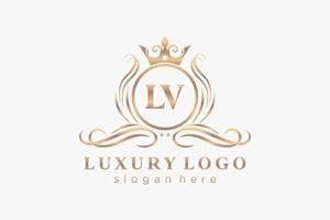 modelo de logotipo de luxo real carta inicial lv em arte vetorial para restaurante, realeza, boutique, café, hotel, heráldica, joias, moda e outras ilustrações vetoriais. vetor
