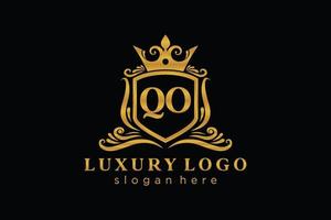 modelo de logotipo de luxo real de carta qo inicial em arte vetorial para restaurante, realeza, boutique, café, hotel, heráldica, joias, moda e outras ilustrações vetoriais. vetor
