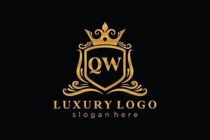 modelo de logotipo de luxo real de carta qw inicial em arte vetorial para restaurante, realeza, boutique, café, hotel, heráldica, joias, moda e outras ilustrações vetoriais. vetor