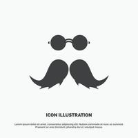 bigode. hipster. moveleiro. macho. ícone de homens. símbolo cinza de vetor de glifo para ui e ux. site ou aplicativo móvel