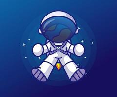 astronauta feliz pulando ilustração de ícone vetorial de desenho animado vetor