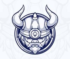 design de logotipo de vetor de ilustração de mascote viking, estilo desenhado à mão