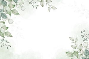 aquarela de cartão de convite de casamento de folha verde vetor