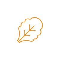 eps10 laranja vector folha alface planta linha arte ícone isolado no fundo branco. símbolo de contorno de alface ou salada em um estilo moderno simples e moderno para o design do seu site, logotipo e aplicativo móvel