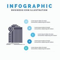 banco. bancário. prédio. Federal. modelo de infográficos do governo para site e apresentação. ícone de glifo cinza com ilustração em vetor estilo infográfico azul.